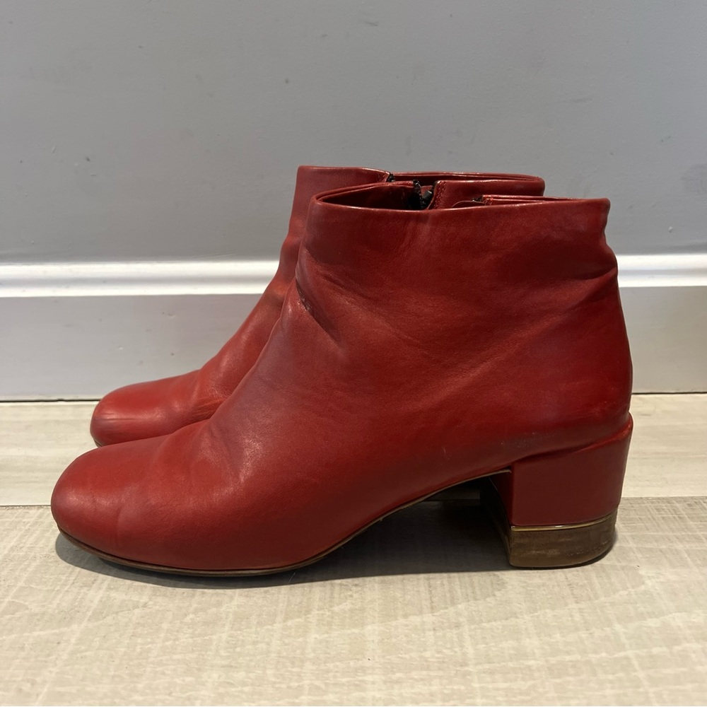 Red Real Leather Boots